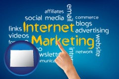 colorado map icon and internet marketing phrases
