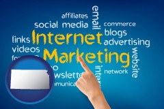 kansas map icon and internet marketing phrases