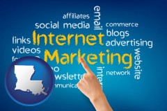 louisiana map icon and internet marketing phrases