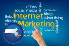 massachusetts map icon and internet marketing phrases
