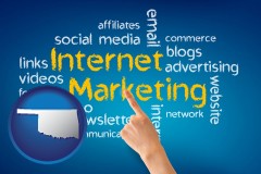oklahoma map icon and internet marketing phrases